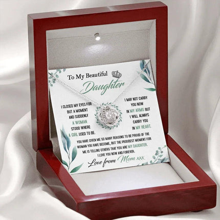 To My Beautiful Daughter - So Proud Of You - Love Knot Necklace DR22 - Charming Present