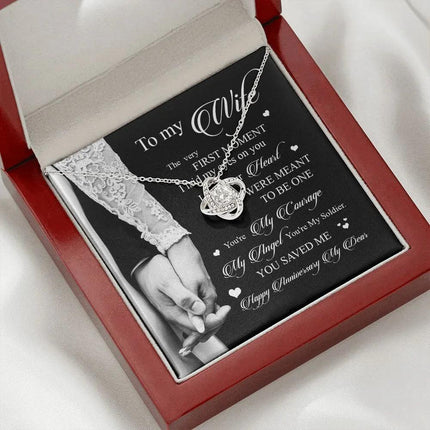 Wife Husband - I Knew Our Hearts Were Meant To Be One - Love Knot Necklace - Charming Present