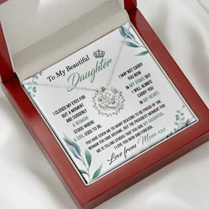 To My Beautiful Daughter - So Proud Of You - Love Knot Necklace DR22 - Charming Present