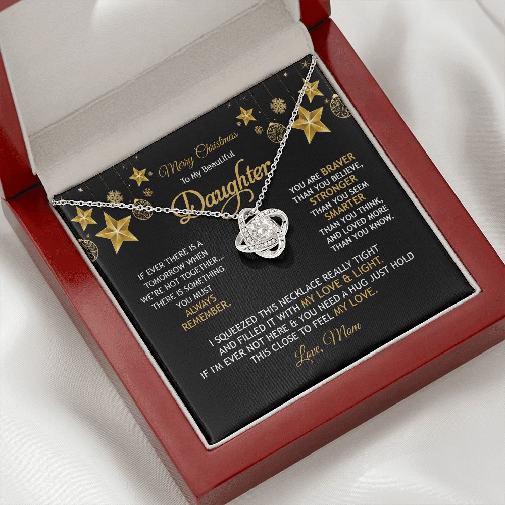 Daughter Mom - Merry Christmas - Love Knot Necklace