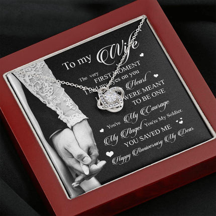 Wife Husband - I Knew Our Hearts Were Meant To Be One - Love Knot Necklace - Charming Present