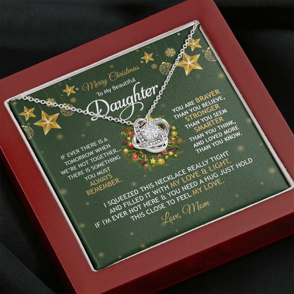 Daughter Mom - Merry Christmas - You Mean To Me - Love Knot Necklace