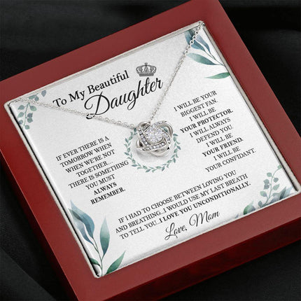 Daughter Mom - I Love You Unconditionally - Love Knot Necklace - Charming Present