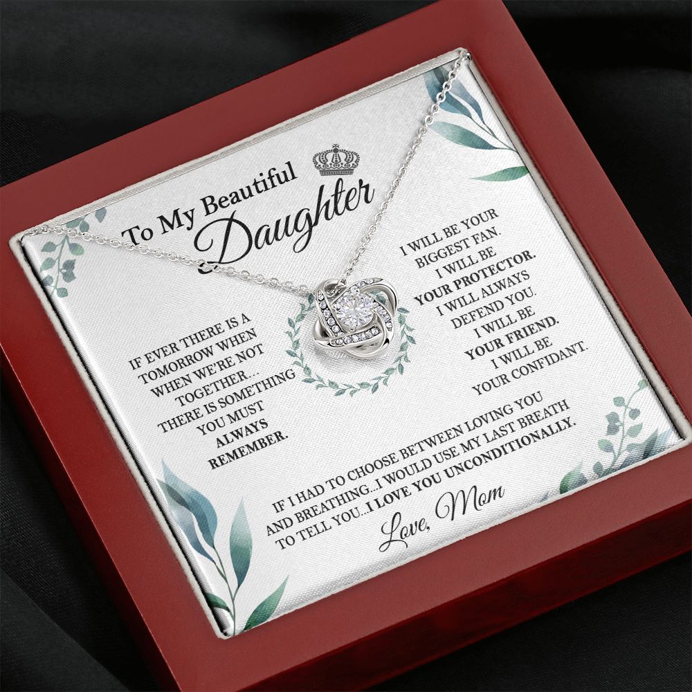 Daughter Mom - I Love You Unconditionally - Love Knot Necklace