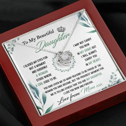 To My Beautiful Daughter - So Proud Of You - Love Knot Necklace DR22 - Charming Present