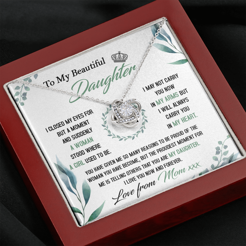 To My Beautiful Daughter - So Proud Of You - Love Knot Necklace DR22