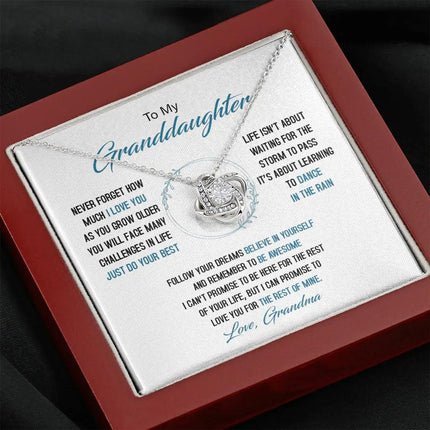 To My Granddaughter - Just Do Your Best - Love Knot Necklace SO161V - Charming Present