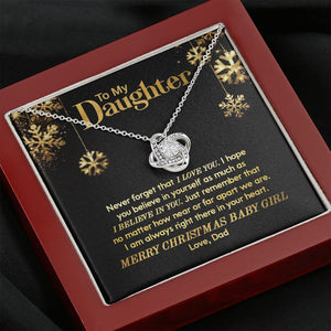 Daughter Dad - Merry Christmas - Love Knot Necklace