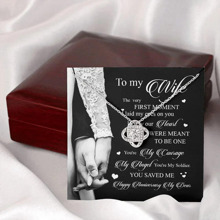 Wife Husband - I Knew Our Hearts Were Meant To Be One - Love Knot Necklace - Charming Present