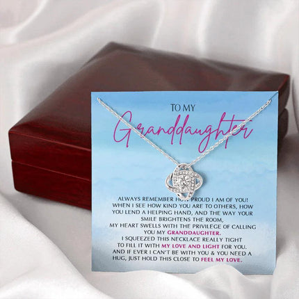 To My Granddaughter - So Proud Of You - Love Knot Necklace SO162V - Charming Present