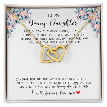 To My Bonus Daughter - I Forever Love You - Interlocking Hearts Necklace SO170V - Charming Present