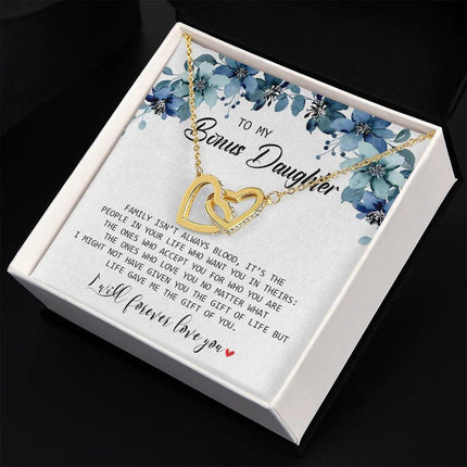 To My Bonus Daughter - I Will Forever Love You - Interlocking Hearts Necklace SO155T - Charming Present