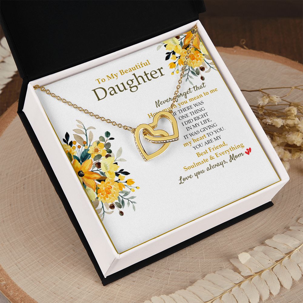 Daughter - Mom - How Much You Mean To Me - Interlocking Hearts Necklace SO190V