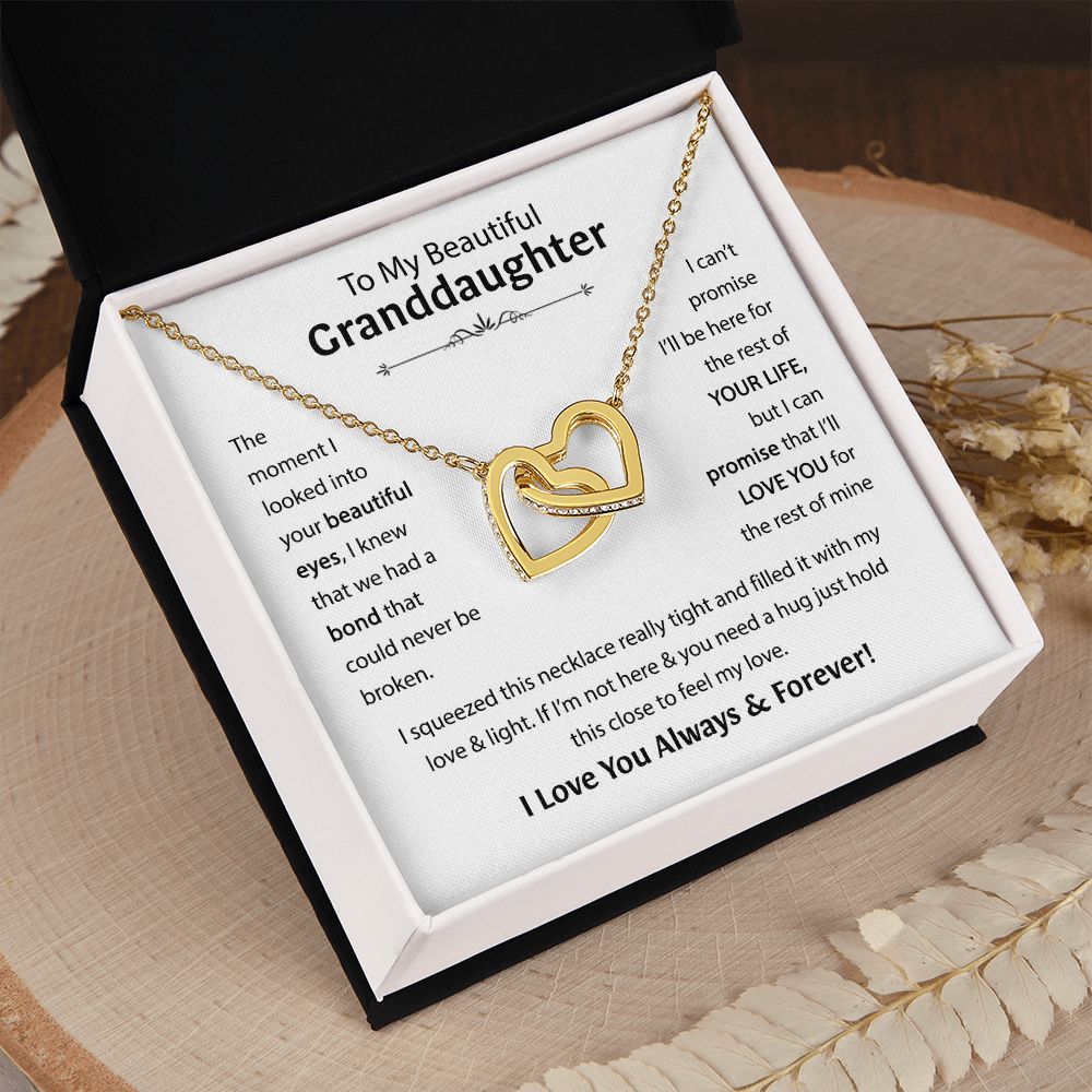 Beautiful Granddaughter - I'll Love You For The Rest Of Mine - Interlocking Hearts Necklace