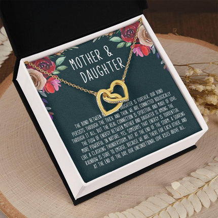 Mother And Daughter - The Bond Between Mother And Daughter Is Forever - Interlocking Hearts Necklace - Charming Present