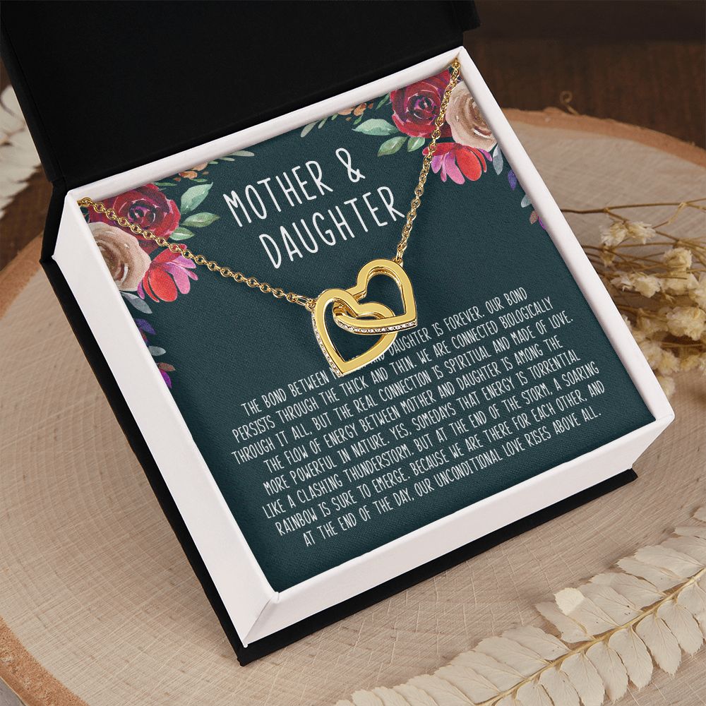 Mother And Daughter - The Bond Between Mother And Daughter Is Forever - Interlocking Hearts Necklace