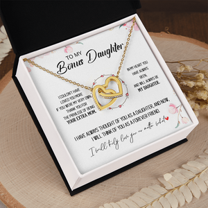 To My Bonus Daughter - Forever Love You No Matter What - Interlocking Hearts Necklace SO173T