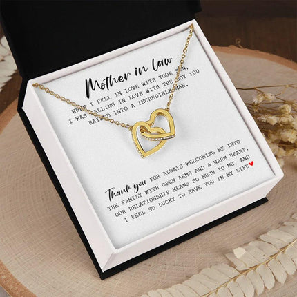Mother In Law - Thank You For Always Welcoming Me - Interlocking Hearts Necklace SO175T - Charming Present