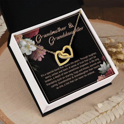 Granddaughter - Sharing Hugs And Kisses - Interlocking Hearts Necklace - Charming Present