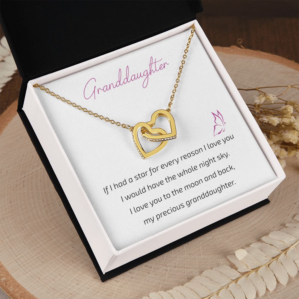 Granddaughter Grandma - I Love You To The Moon And Back - Interlocking Hearts Necklace