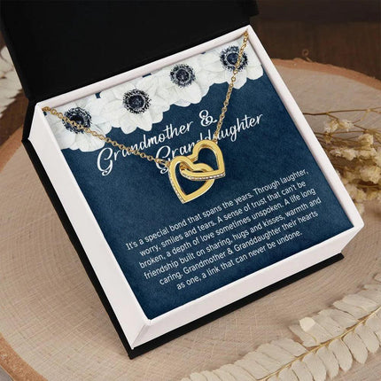 Granddaughter - Sharing Hugs And Kisses - Interlocking Hearts Necklace - Charming Present