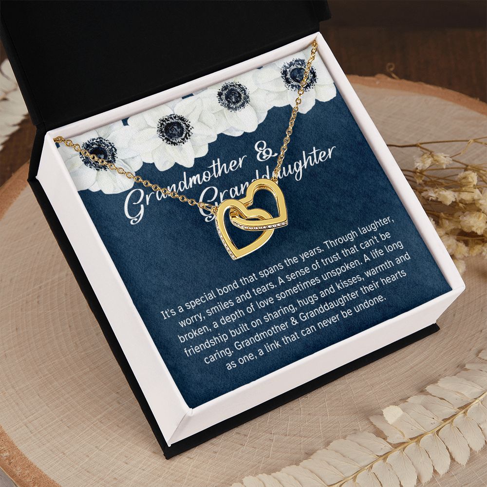 Granddaughter - Sharing Hugs And Kisses - Interlocking Hearts Necklace