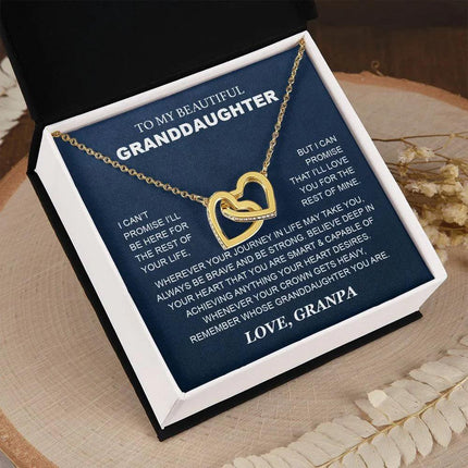 Granddaughter - Grandpa - Love You For The Rest Of Mine - Interlocking Hearts Necklace - Charming Present