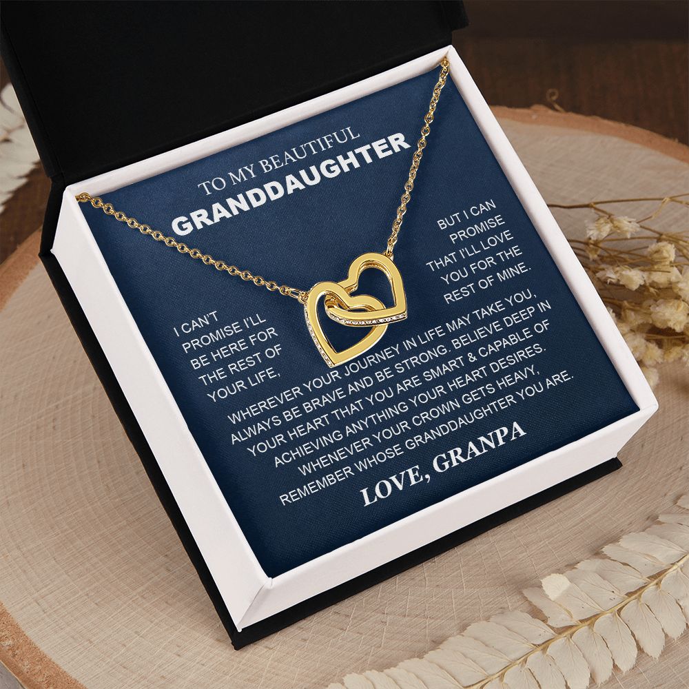 Granddaughter - Grandpa - Love You For The Rest Of Mine - Interlocking Hearts Necklace