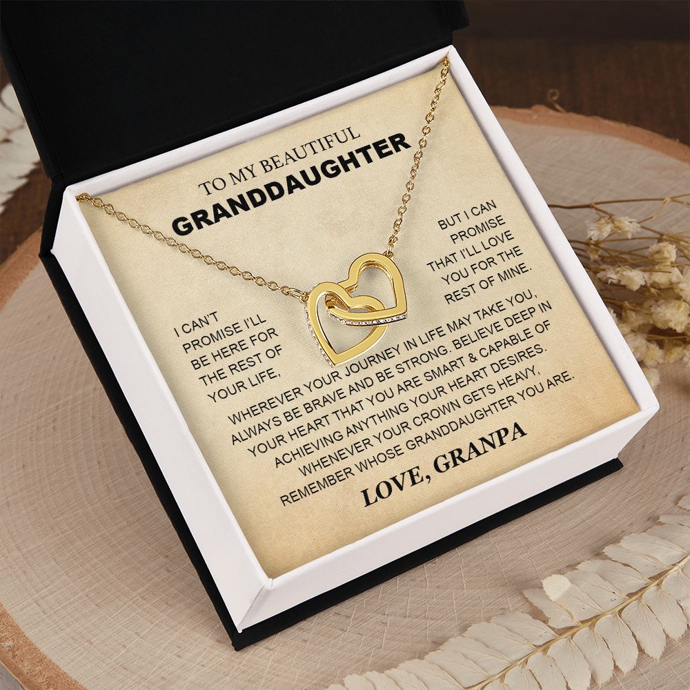Granddaughter - Grandpa - Love You For The Rest Of Mine - Interlocking Hearts Necklace