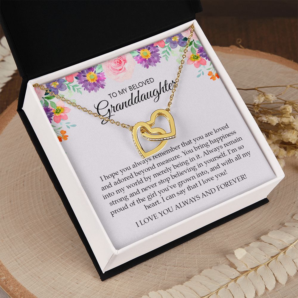 Granddaughter - I Love You Always And Forever - Interlocking Hearts Necklace
