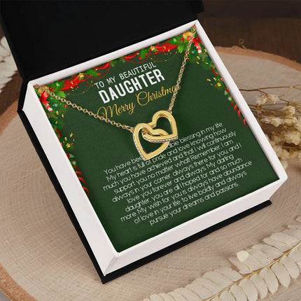 Beautiful Daughter - Merry Christmas - Love You Forever And Always - Interlocking Hearts Necklace - Charming Present