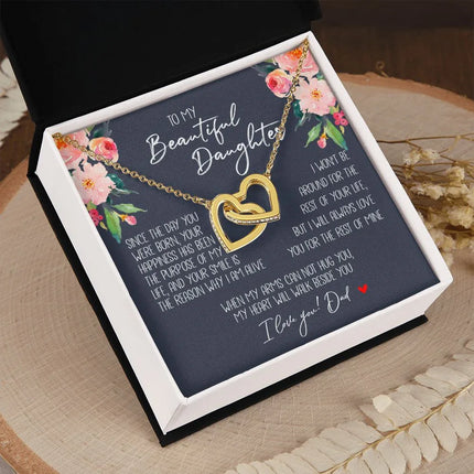 Daughter - Dad - My Heart Will Walk Beside You - Interlocking Hearts Necklace - Charming Present