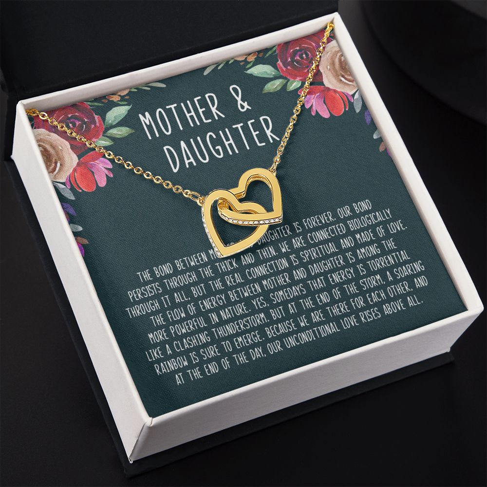 Mother And Daughter - The Bond Between Mother And Daughter Is Forever - Interlocking Hearts Necklace