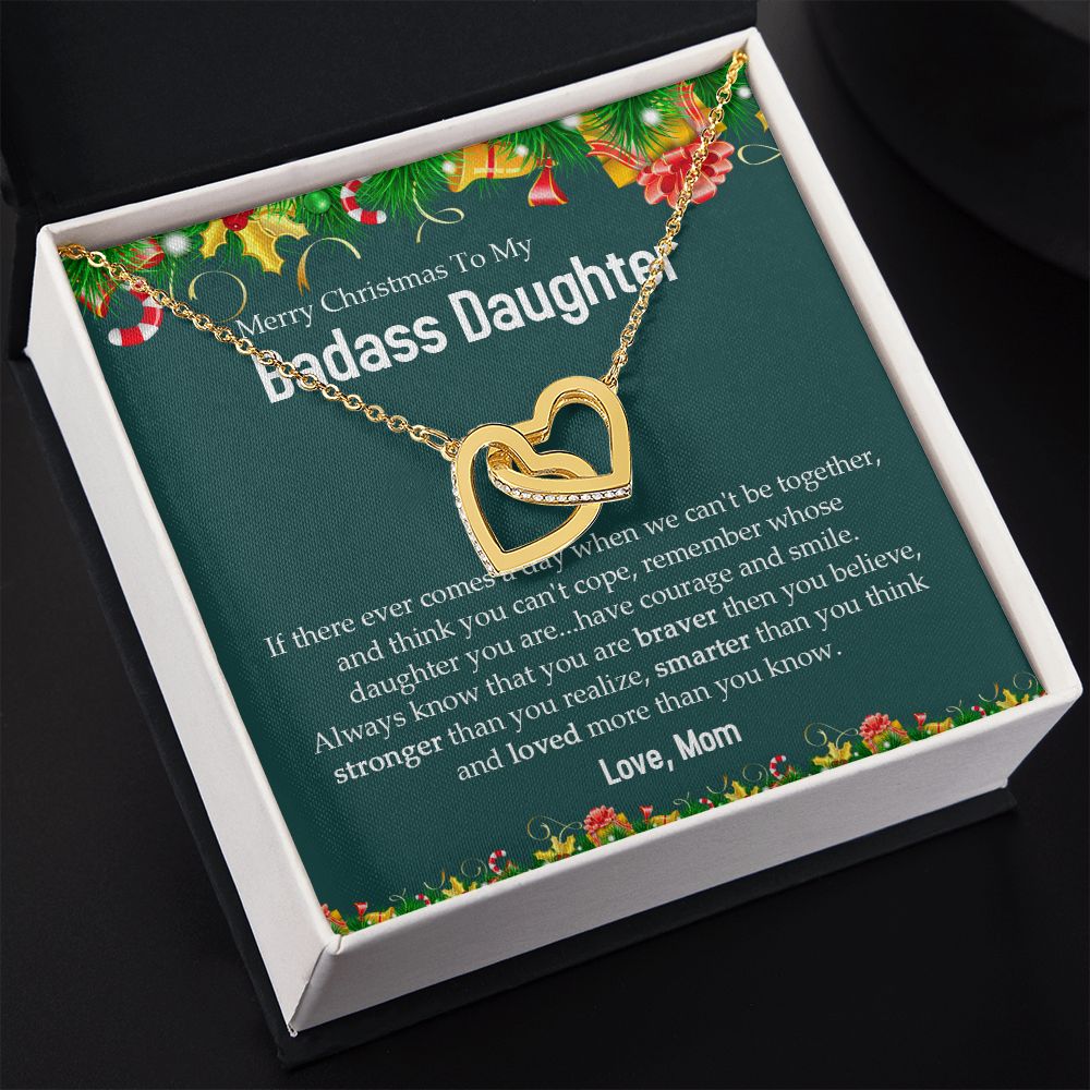 Badass Daughter - Merry Christmas - Interlocking Hearts Necklace