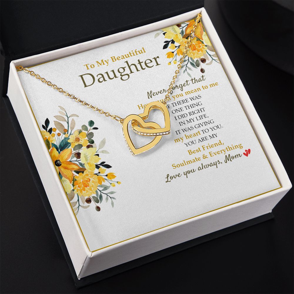 Daughter - Mom - How Much You Mean To Me - Interlocking Hearts Necklace SO190V