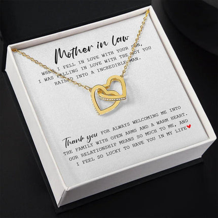 Mother In Law - Thank You For Always Welcoming Me - Interlocking Hearts Necklace SO175T - Charming Present