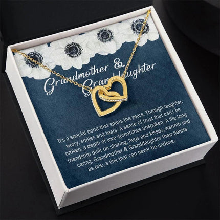Granddaughter - Sharing Hugs And Kisses - Interlocking Hearts Necklace - Charming Present