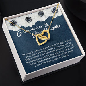 Granddaughter - Sharing Hugs And Kisses - Interlocking Hearts Necklace