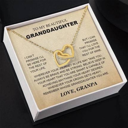 Granddaughter - Grandpa - Love You For The Rest Of Mine - Interlocking Hearts Necklace - Charming Present