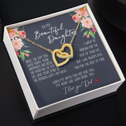 Daughter - Dad - My Heart Will Walk Beside You - Interlocking Hearts Necklace - Charming Present