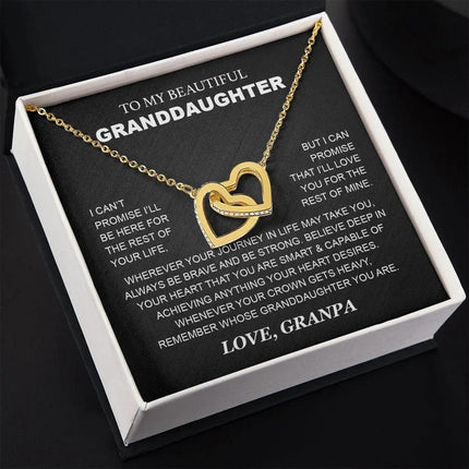 Granddaughter - Grandpa - Love You For The Rest Of Mine - Interlocking Hearts Necklace - Charming Present