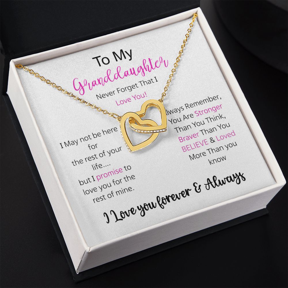 Granddaughter - I Love You Forever - Interlocking Hearts Necklace