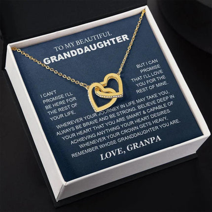 Granddaughter - Grandpa - Love You For The Rest Of Mine - Interlocking Hearts Necklace - Charming Present