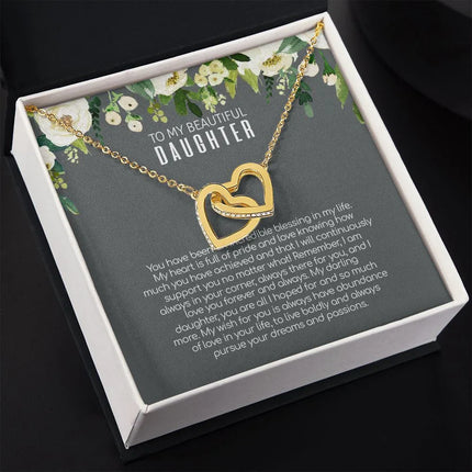 Daughter - Love You Forever And Always - Interlocking Hearts Necklace - Charming Present