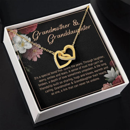 Granddaughter - Sharing Hugs And Kisses - Interlocking Hearts Necklace - Charming Present