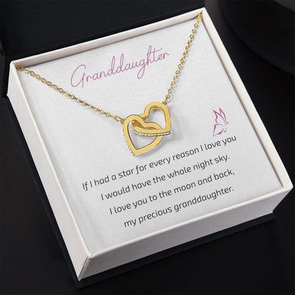 Granddaughter Grandma - I Love You To The Moon And Back - Interlocking Hearts Necklace - Charming Present