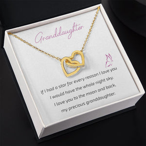 Granddaughter Grandma - I Love You To The Moon And Back - Interlocking Hearts Necklace