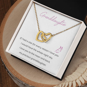 Granddaughter Grandma - I Love You To The Moon And Back - Interlocking Hearts Necklace