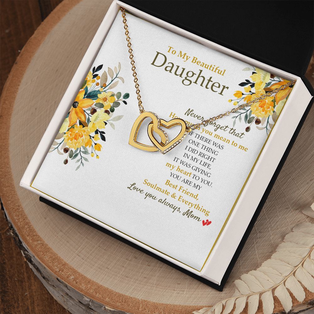 Daughter - Mom - How Much You Mean To Me - Interlocking Hearts Necklace SO190V