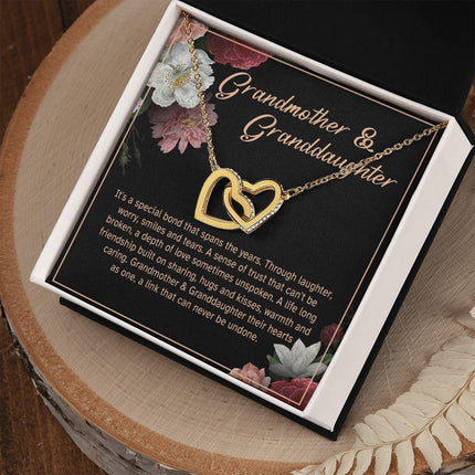 Granddaughter - Sharing Hugs And Kisses - Interlocking Hearts Necklace - Charming Present